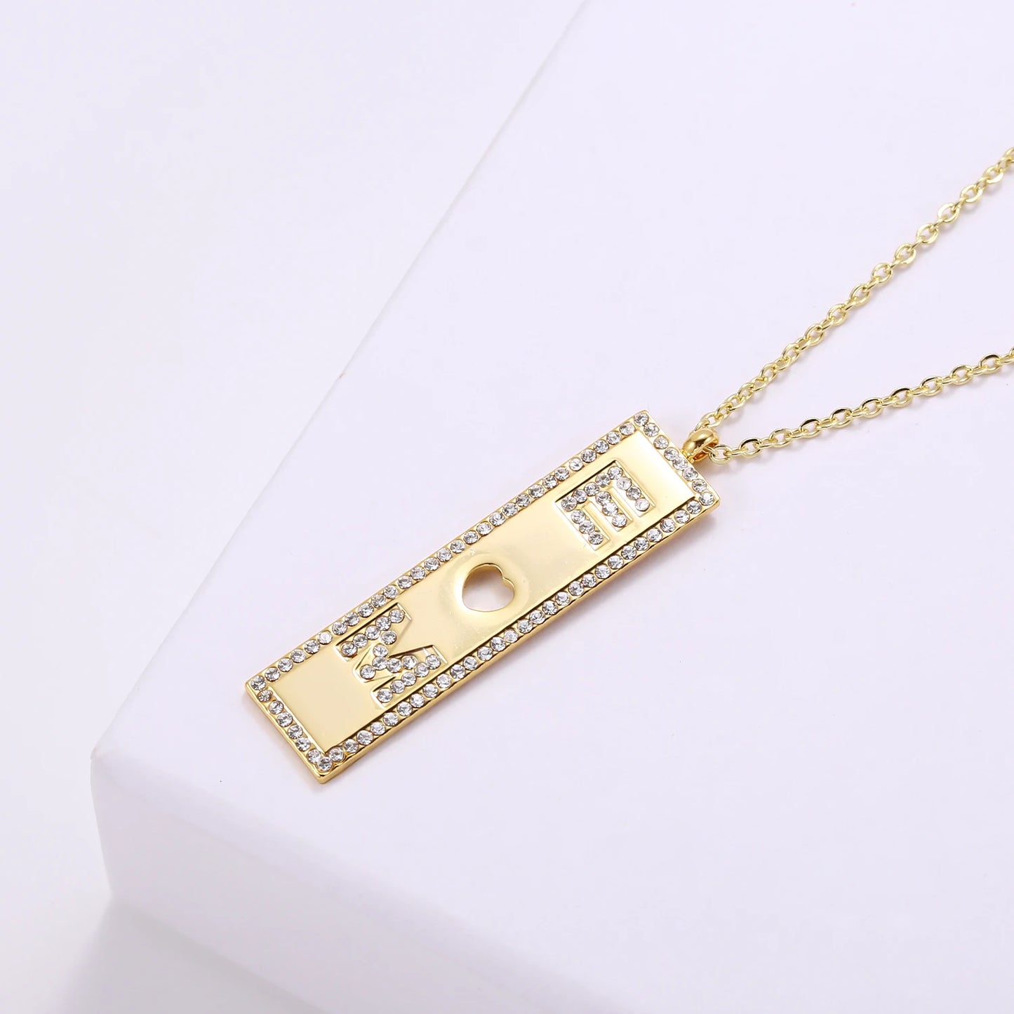 BellaLucas Heart Diamond Personalized Women’s Pave Charm Necklace