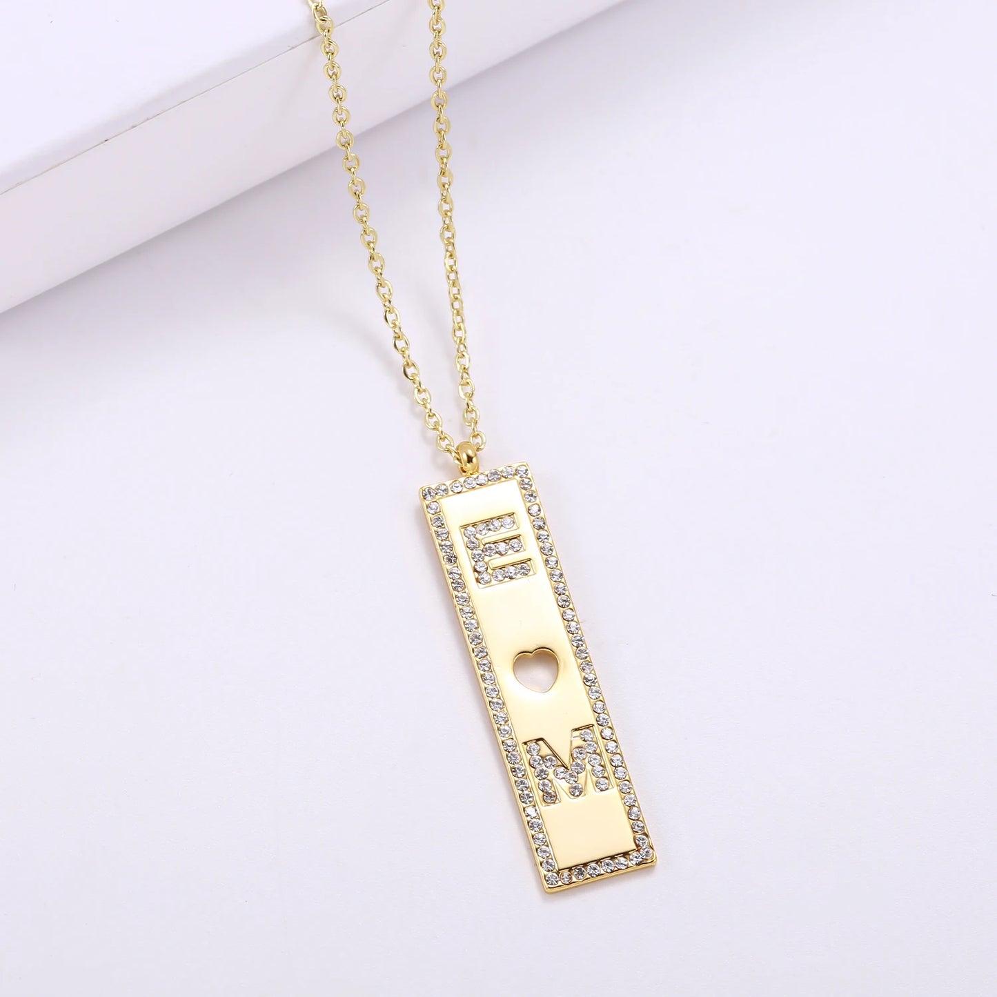 BellaLucas Heart Diamond Personalized Women’s Pave Charm Necklace